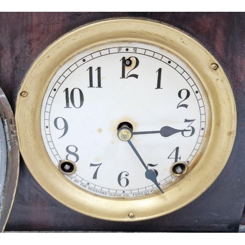 1022 - 20th century mantel clock with Arabic numerals to the dial, marked 'Made by The Sessions Clock Co Fo... 