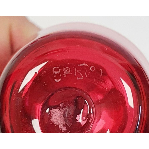 103 - Mary Gregory cranberry glass beaker, a Bristol cranberry glass jug, signed to base, a Bristol cranbe... 