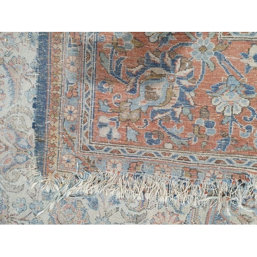 1033 - Persian herati-type rug, the cream ground with allover foliate decoration to the central field, on a... 