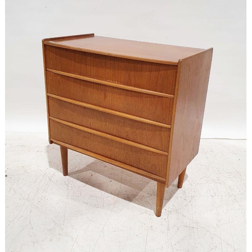 1055 - MId century modern teak chest by Skeie & Co, Mobelfabrikk Norheimsund of four long drawers, on cylin... 