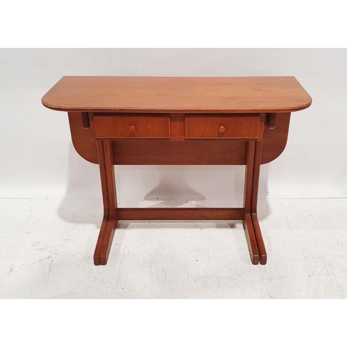 1057 - Mid century modern teak extending table, the rectangular top with rounded front corners and moulded ... 