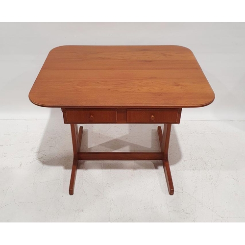 1057 - Mid century modern teak extending table, the rectangular top with rounded front corners and moulded ... 