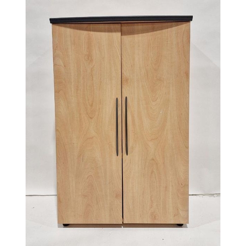 1062 - 20th century maple-effect two-door cupboard, 119.5cm h x 76.5cm w x 39.5cm d