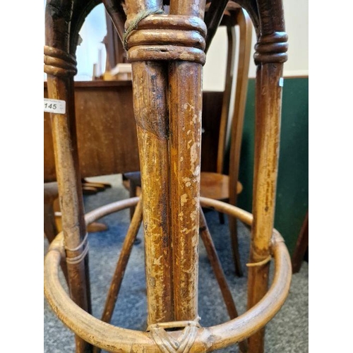 1092 - Two bentwood breakfast bar stools with modern upholstered seats (2)