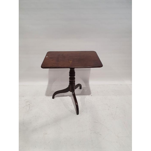 1107 - 19th century mahogany snap-top tripod occasional table with rectangular top, inverse ogee supports, ... 