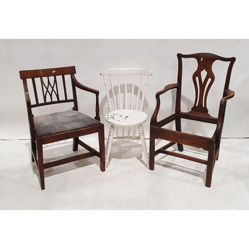 1124 - White painted stickback chair and two carvers (3)