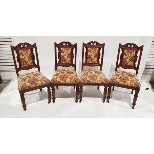 1125 - Set of four Edwardian dining chairs with upholstered seats and backs, on turned front legs (4)