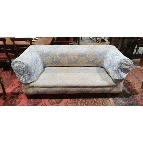 1138 - Victorian Chesterfield sofa in blue foliate upholstery