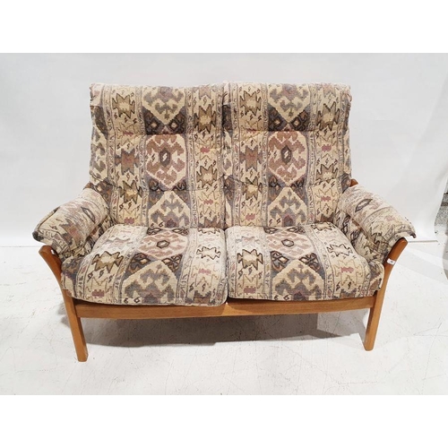 1146 - Modern Ercol sofa (188cm wide x 96cm tall x 76cm deep) and foot stool (59cm wide x 30cm tall) both i... 