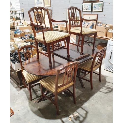 1160 - Reproduction Regency mahogany extending twin-pedestal table and six chairs (7)