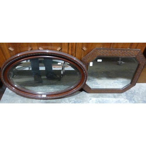 1161 - 20th century mirror in elongated octagonal frame and one further mirror (2)