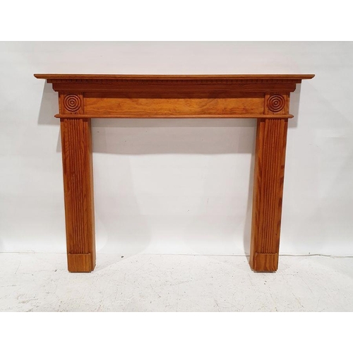 1163 - Pine fire surround with moulded decoration, 108cm x 137cm x 18cm