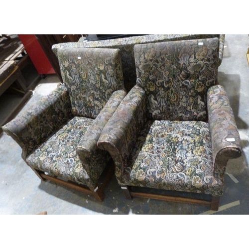 1164 - Early 20th century two-seat sofa and two single armchairs in patterned upholstery (3)