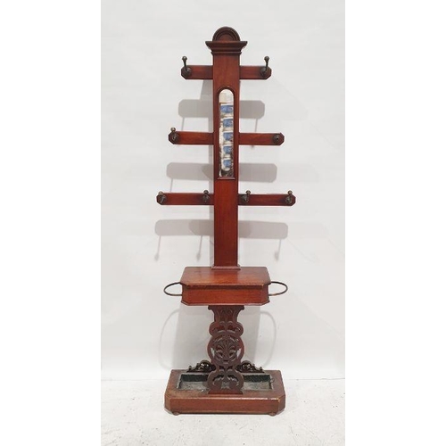 1165 - 19th century mahogany hall stand with brass hall stand mirror and glove box and umbrella stand, 195c... 