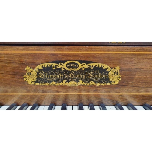 1176 - William IV Clementi & Compn, London square piano with mahogany frame, turned supports, brass caps an... 