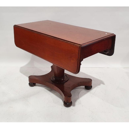 1207 - Mahogany pembroke-type table with drop ends and having matched breakfast table column base, 75cm x 1... 