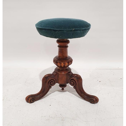 1209 - 19th century circular adjustable height piano stool, marked 'Howe', on turned and moulded base to th... 