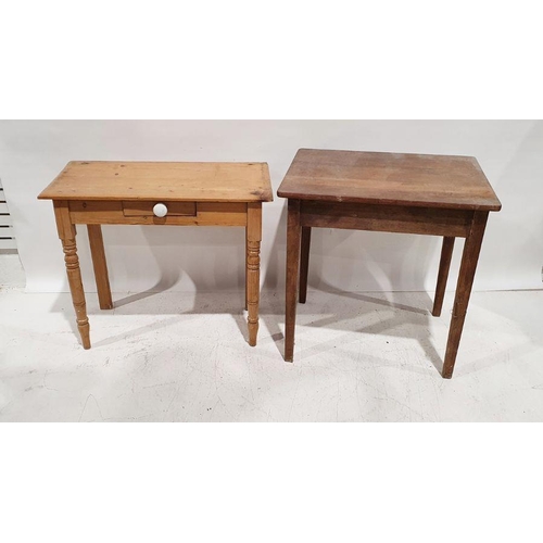 1250 - 20th century pine single drawer side table, the rectangular top with single drawer, on turned suppor... 