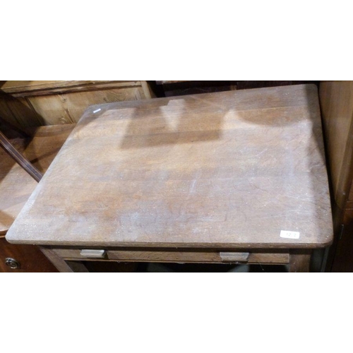 1252 - 20th century oak single drawer side table, 77cm x 76cm x 60cm