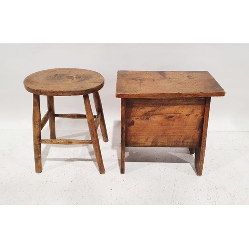 1266 - Vintage elm-seated stool and one further stool (2)