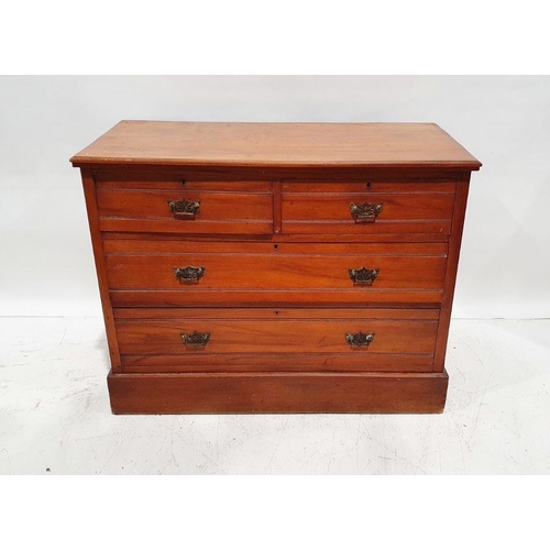 1268 - Early 20th century walnut chest of two short over two long drawers on plinth base