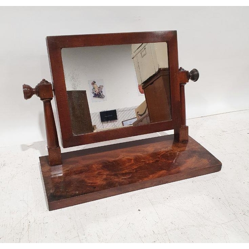 1282 - 19th century mahogany dressing table swing mirror, the rectangular plate on rectangular platform bas... 