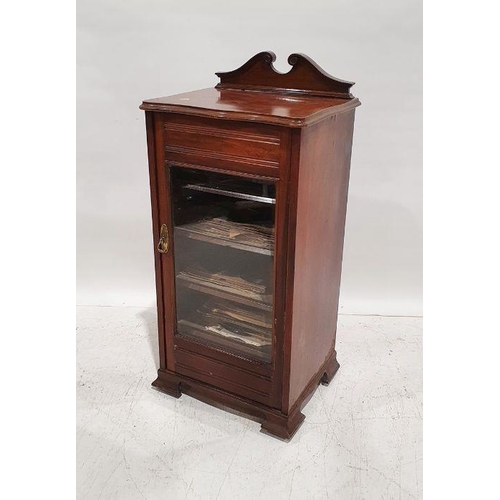 1299 - 20th century music cabinet with serpentine-front glazed door, on ogee bracket feet, 95cm x 47cm x 40... 