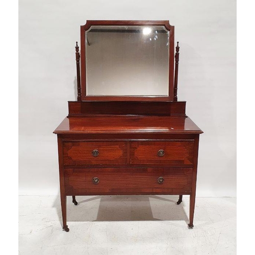 1300 - 20th century dressing table with mirrored superstructure above two short and one long drawer, on squ... 