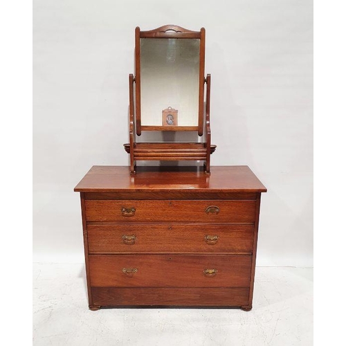 1306 - Early 20th century walnut chest of three long drawers, with associated mirrored superstructure, 155c... 