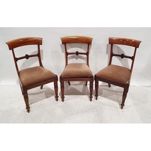 1321 - Three 19th century mahogany chairs with drop-in seats, on turned and carved front legs (3)