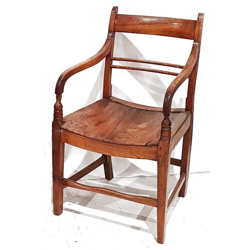 1322 - Norfolk carver chair with elm bowed seat, a Wicker conservatory chair 
 and one further chair (3)