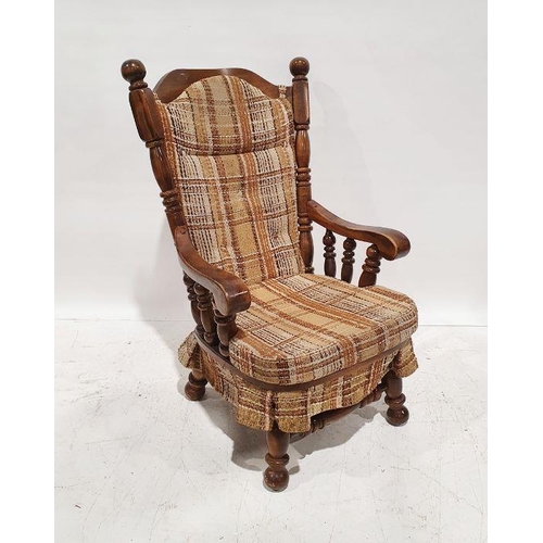 1323 - 20th century rocking chair in brown upholstery