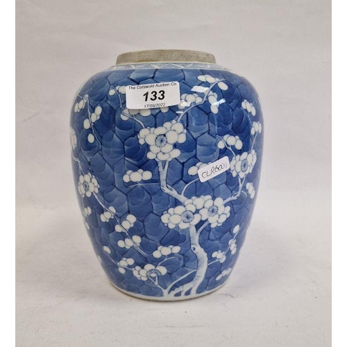 133 - Chinese prunus blossom decorated jar with six-character Kangxi mark to base