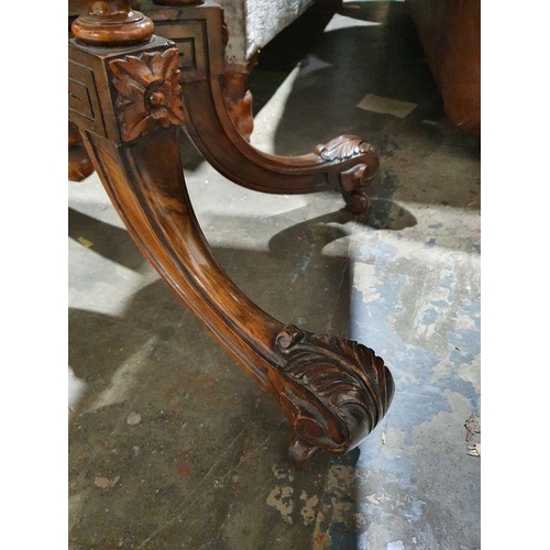 1334 - Victorian burr walnut card table, the rectangular top with rounded corners and moulded edge, open to... 