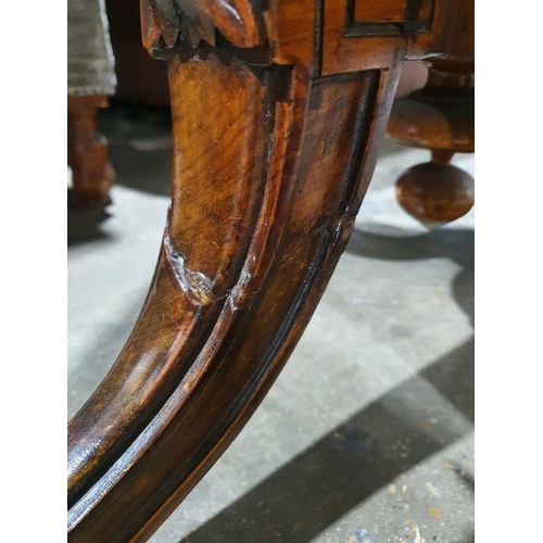 1334 - Victorian burr walnut card table, the rectangular top with rounded corners and moulded edge, open to... 