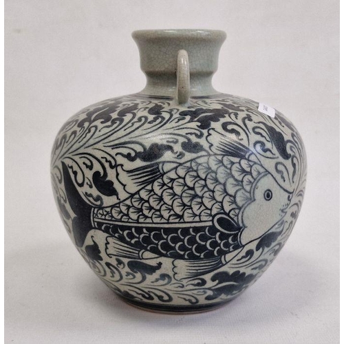 135 - 20th century Chinese ceramic wine jar with fish decoration