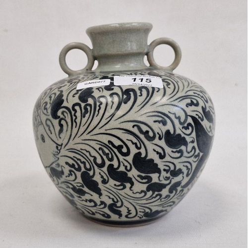 135 - 20th century Chinese ceramic wine jar with fish decoration