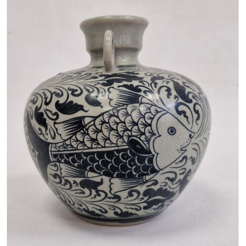 135 - 20th century Chinese ceramic wine jar with fish decoration