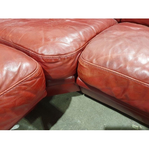 1353 - Italian Natuzzi designer red leather corner sofa with three headrests