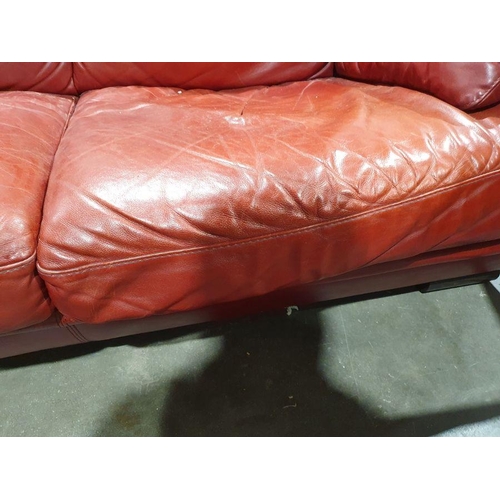 1353 - Italian Natuzzi designer red leather corner sofa with three headrests