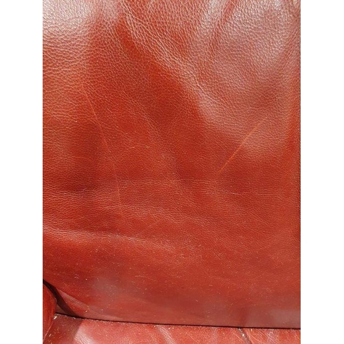 1353 - Italian Natuzzi designer red leather corner sofa with three headrests