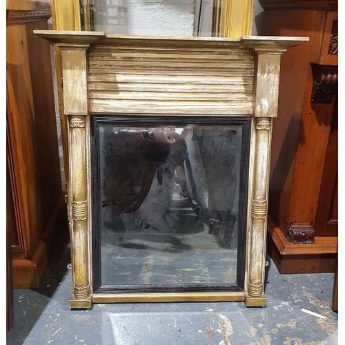 1387 - 20th century shabby chic-style rectangular pier glass with column pilasters, 83cm x 74cm