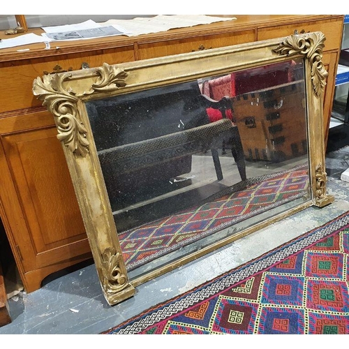 1391 - Rectangular over mantel mirror in acanthus moulded frame, 83cm x 121cm