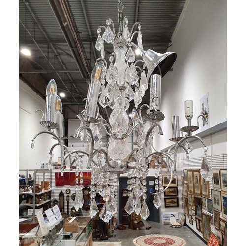 1392 - 20th century eight branch glass drop chandelier