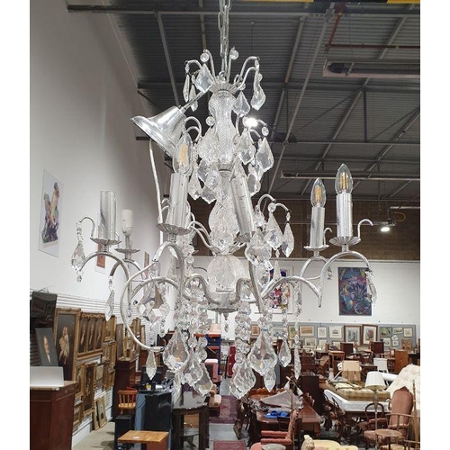 1392 - 20th century eight branch glass drop chandelier