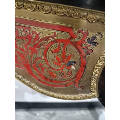 1394 - 19th century boullework console table with tortoiseshell and brass inlay top to the serpentine front... 