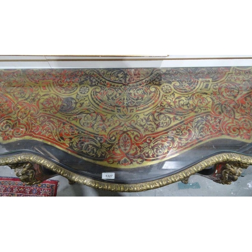 1394 - 19th century boullework console table with tortoiseshell and brass inlay top to the serpentine front... 