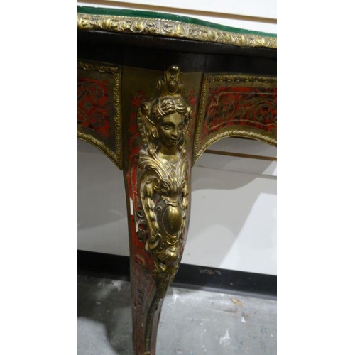 1394 - 19th century boullework console table with tortoiseshell and brass inlay top to the serpentine front... 