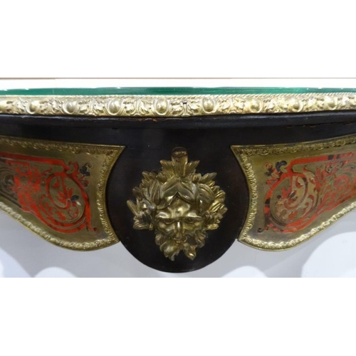 1394 - 19th century boullework console table with tortoiseshell and brass inlay top to the serpentine front... 