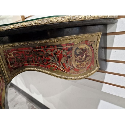 1394 - 19th century boullework console table with tortoiseshell and brass inlay top to the serpentine front... 